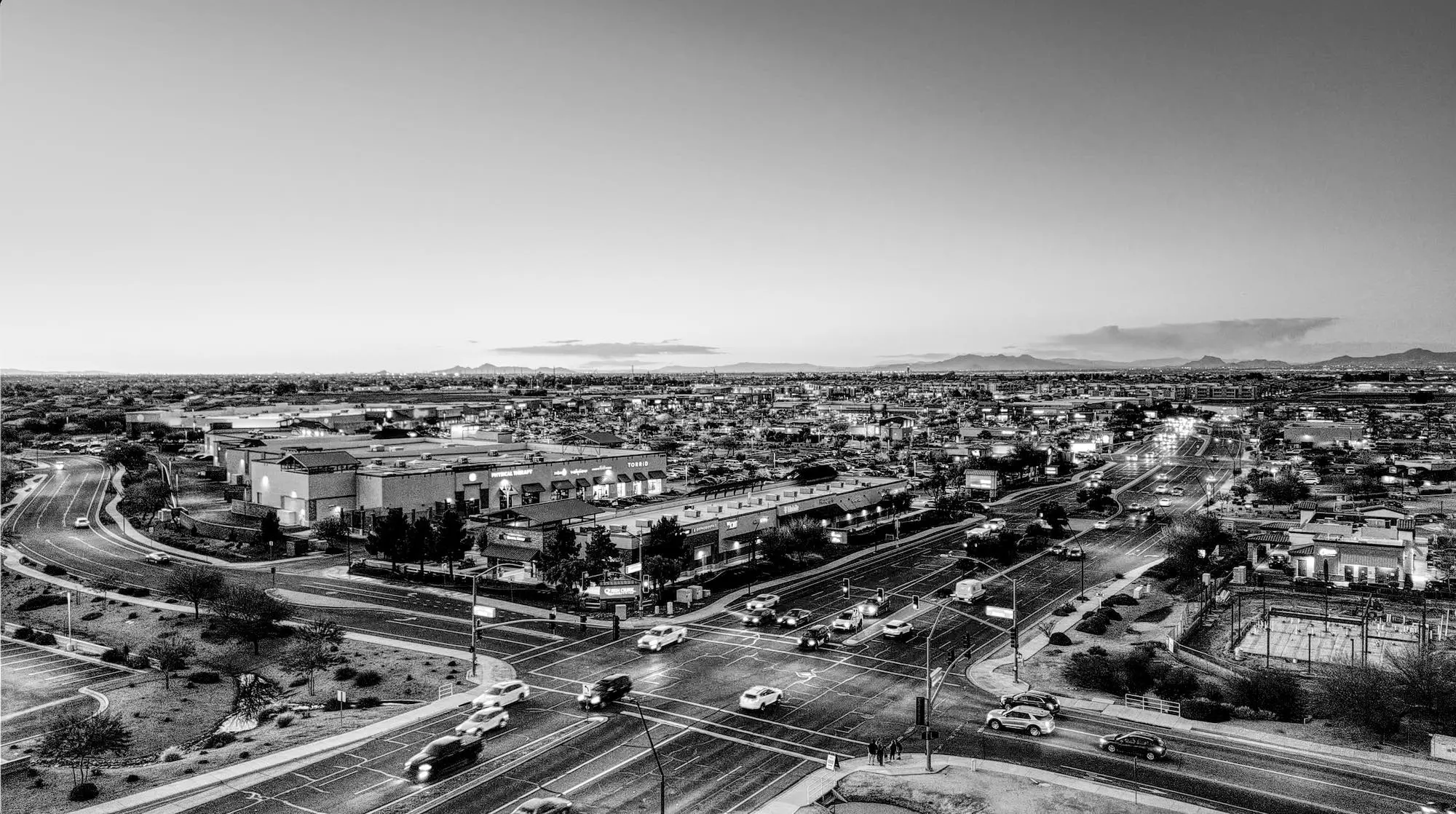 City at dusk background