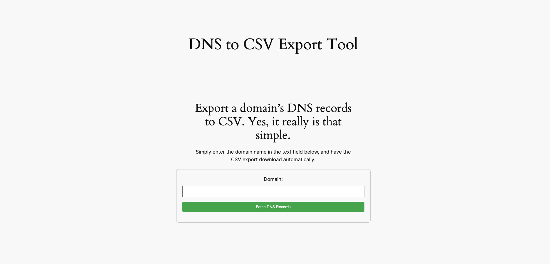 DNS to CSV Export Tool