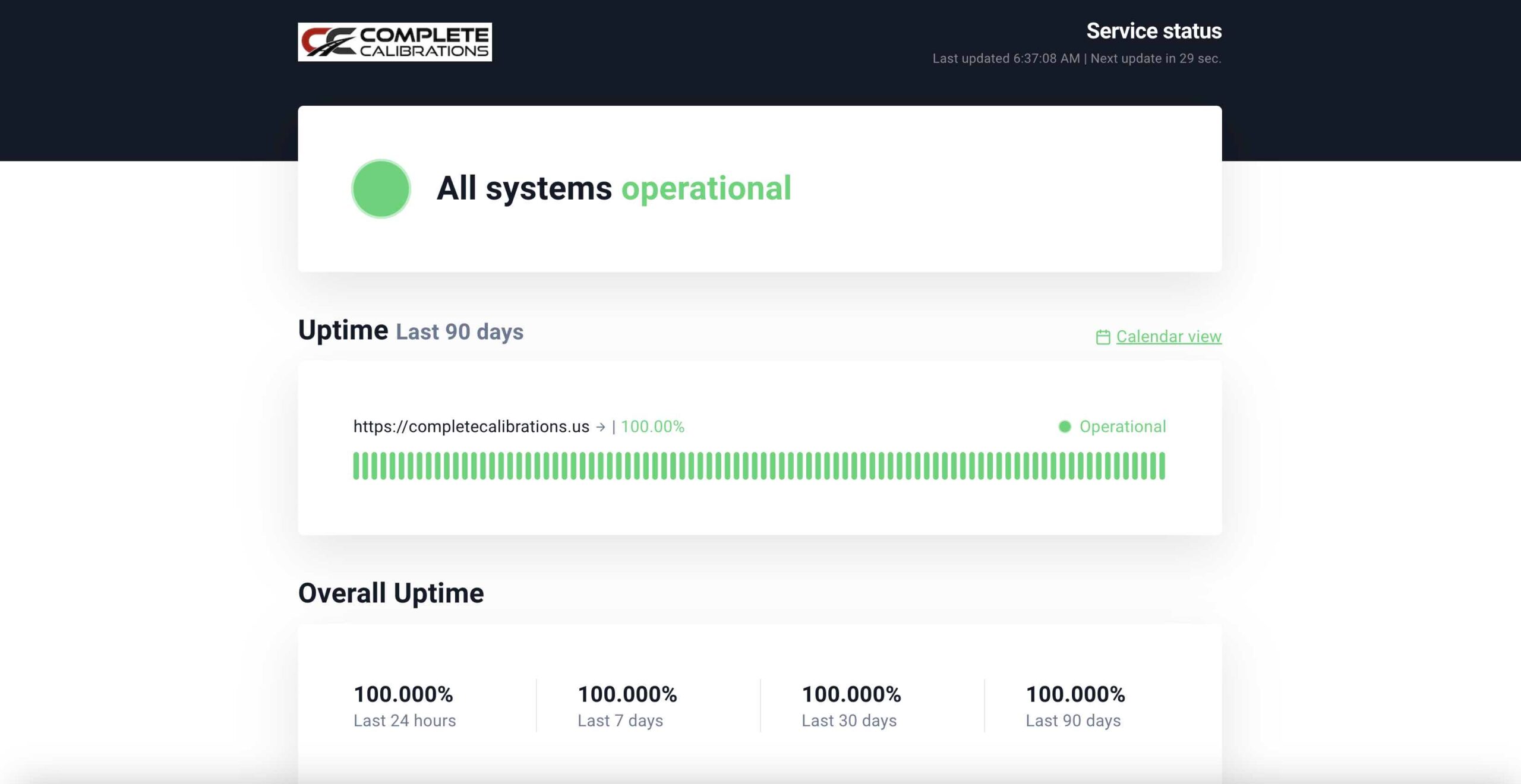 Complete Calibrations Uptime